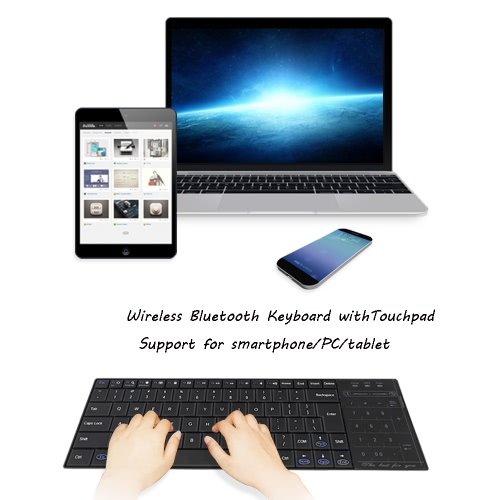 Ultra Slim Wireless BT Keyboard with Multi-touch Touchpad for iPhone/iPad Pro/MacBook/PC/Laptop/Tablet/Smart Phone