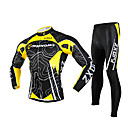 FJQXZ Men's 3D Slim Cut Curve Breathable Long Sleeve Cycling Suit - Yellow  Black