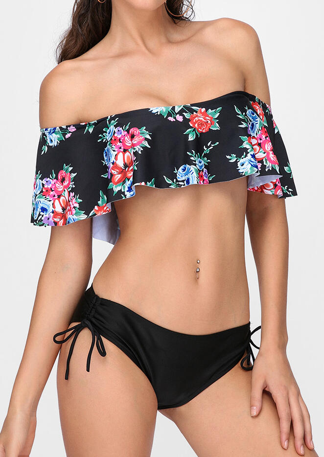 Floral Flouncing Sexy Bikini Set