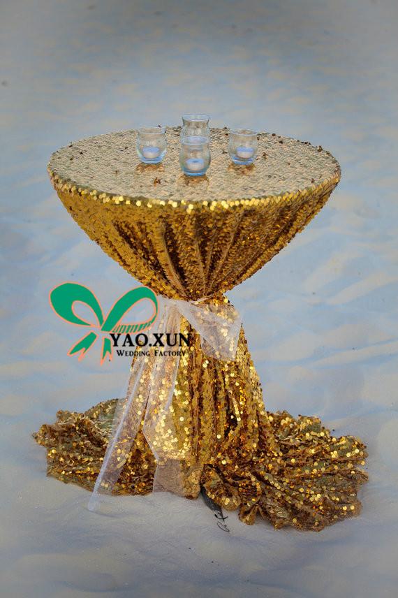 Gold Sequin Fabric Cocktail Table Cover \ Table Cloth