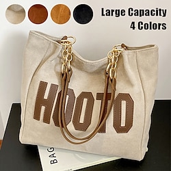 Women's Tote Shoulder Bag Bucket Bag PU Leather Outdoor Daily Holiday Zipper Large Capacity Lightweight Durable Solid Color Letter dark brown Black Brown Lightinthebox