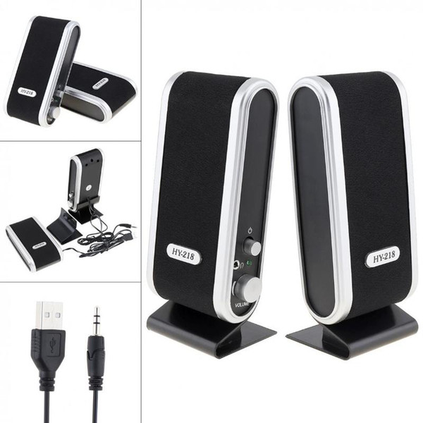 usb2.0 6w wired usb power speakers stereo 3.5mm audio jack for pc lapcomputer mac hy-218 mini plastic headphones microphone