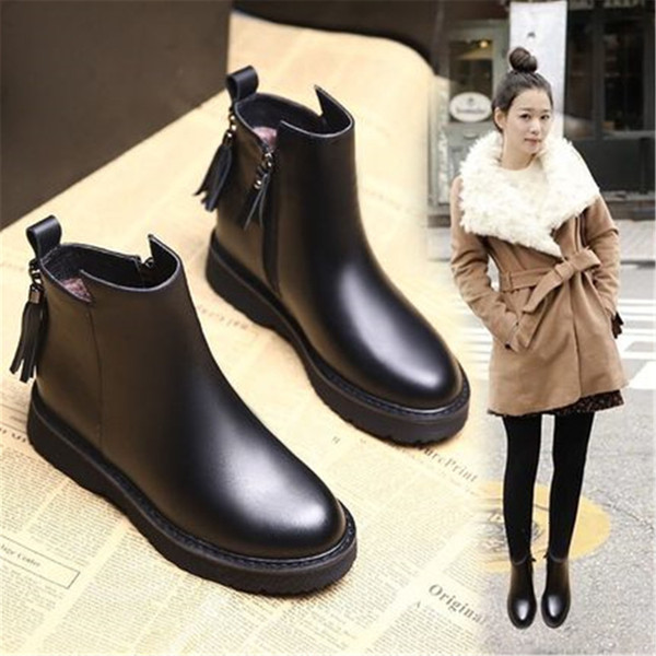 New Hot 2021 Winter Fashions Vintage Fringe Women's Outdoor Shoes Rain Boots Black Ladies Size 35-40 6GNG