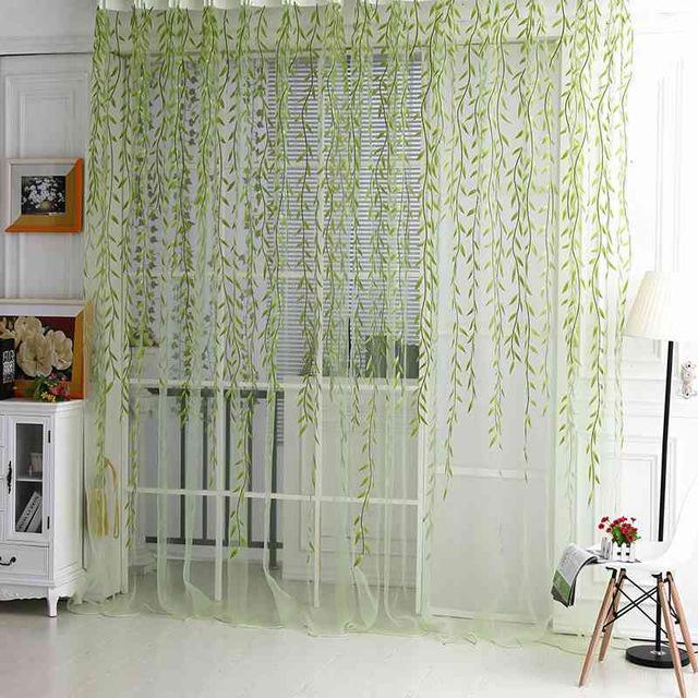 Wholesale-Green Room Willow Pattern Voile Window Curtain Sheer Panel Drapes Scarfs 1M*2M
