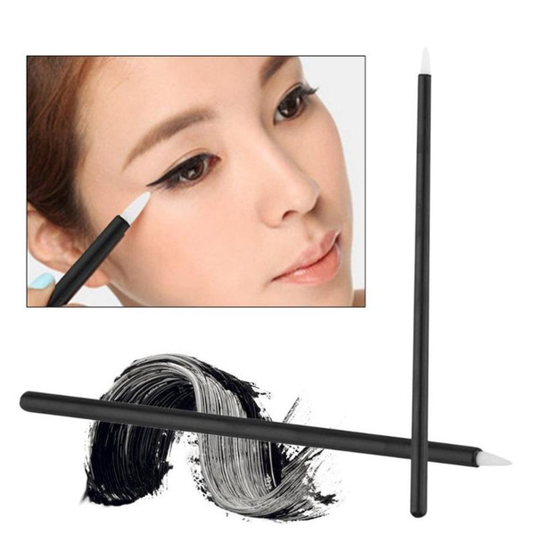 50pcs professional disposable fiber eyeliner brush with plastic bag makeup tools black make up tool fiber eyeliner brushes