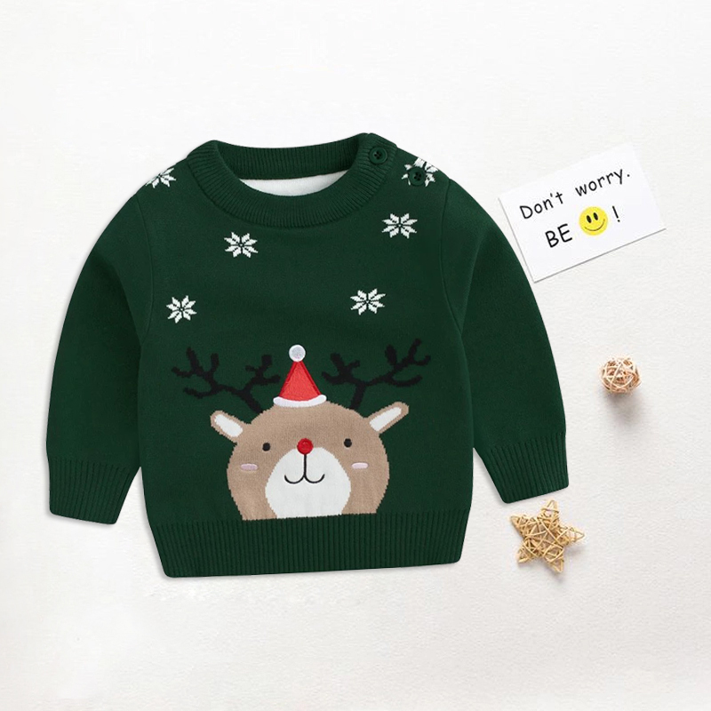 Baby / Toddler Christmas Reindeer Print Long-sleeve Knitted Sweater