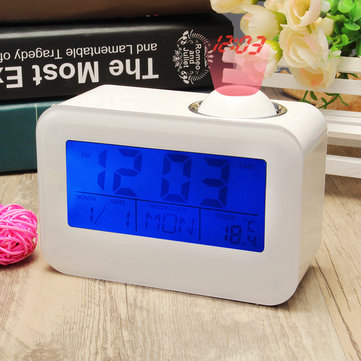 LCD Digital Alarm Clock Sound Controlled Desk Clock With Date Projecter