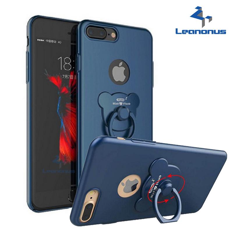 Original Luxury Phone Case With Bear Finger Ring Stand For Apple iPhone X 8 7 6 6S Plus Back Cover Matte Hard PC Phone Holder Bag