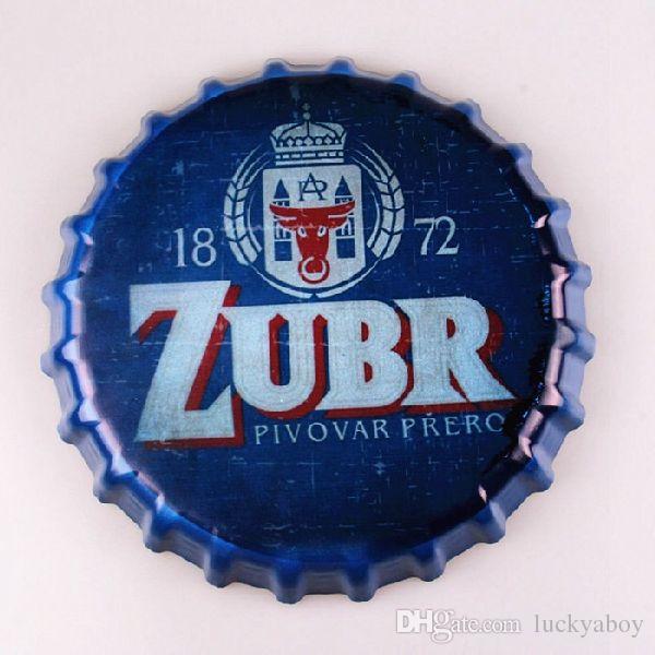 Zubr Beer Round Bottle Cap vintage Tin Sign Bar pub home Wall Decor Metal art Poster