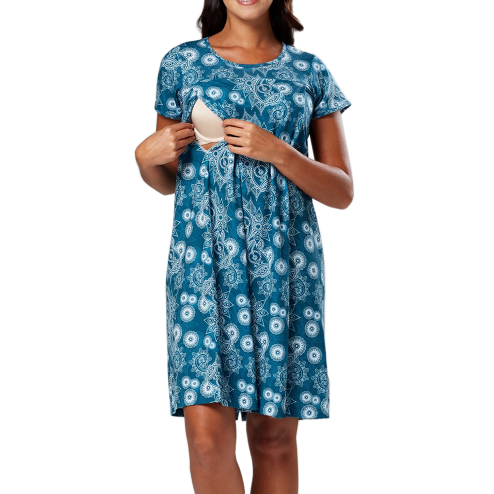 Casual Print Short-sleeve Nursing Dress