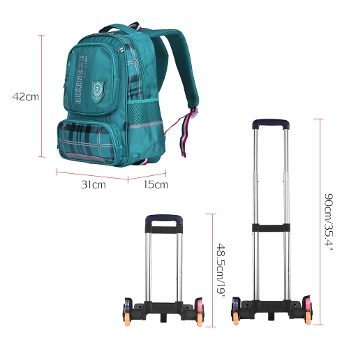 QXH Six-Wheel Rolling Backpack Trolley Wheeled School Bag for Boy Girl Kids Children