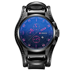 CURREN Men's Sport Watch Dress Watch Wrist Watch Quartz Luxury Shock Resistant Analog White Black Dark Red / One Year / Leather / Large Dial