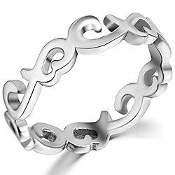 stainless steel celtic knot heart shaped eternity wedding band ring (silver, 7)