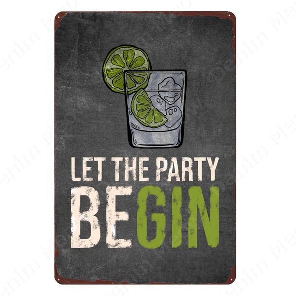 Gin Tonic Recipe Vintage Meta Tin Signs Negroni Martini Cocktai Poster Pub Bar Party Wa Decor Ginteman Funny Paque N349b