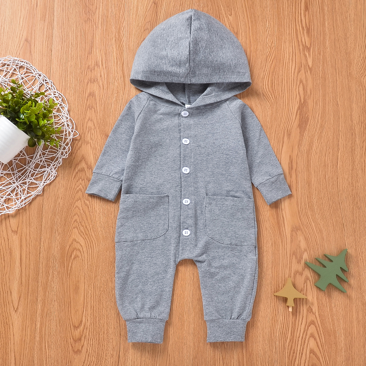 Baby Unisex straight Jumpsuits Hooded Cotton Fashion Long Sleeve Infant Clothing Outfits