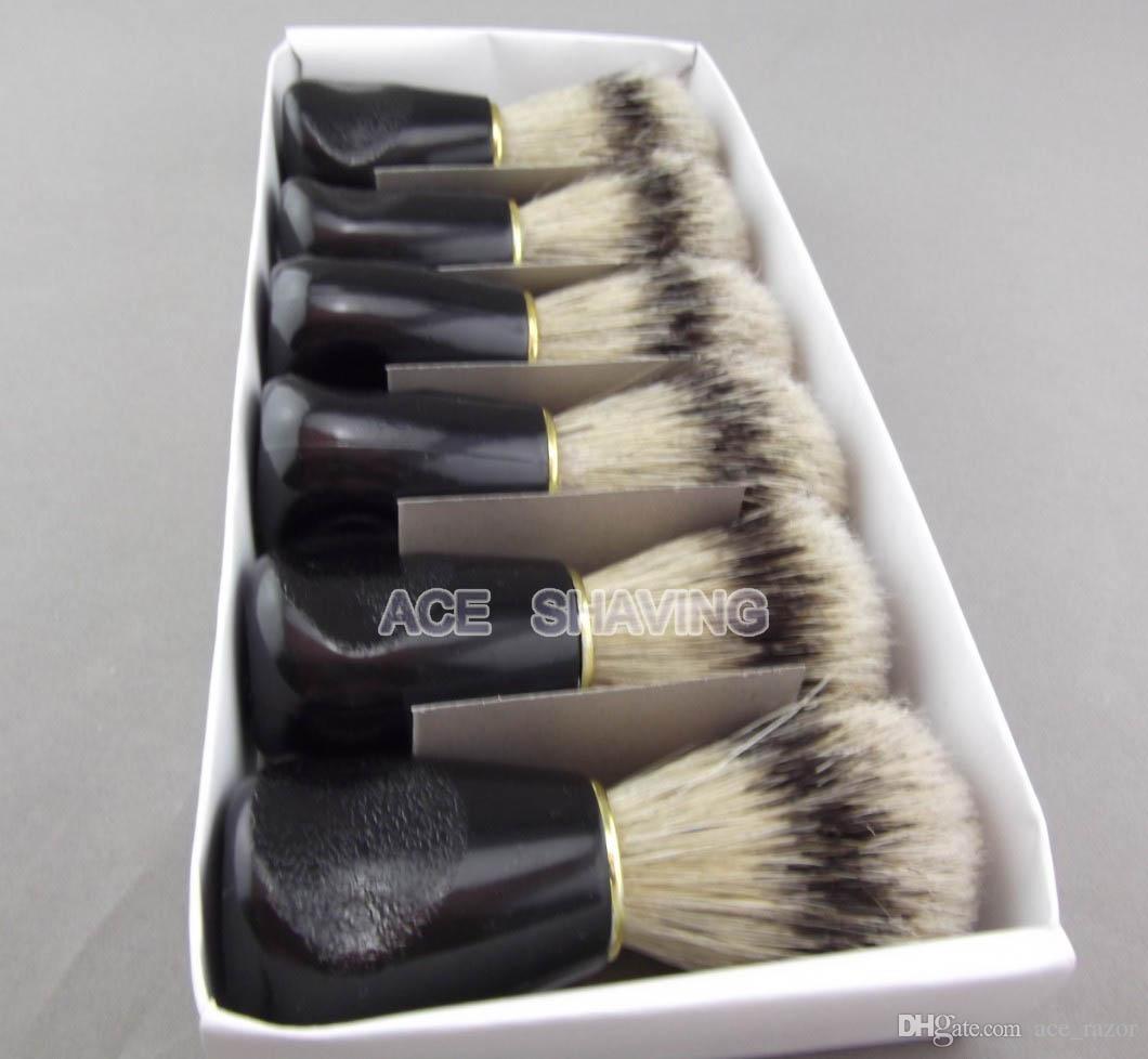 Badger Color Boar Bristle Hair 6 Pieces of Black Plastic Handle Shaving Brush