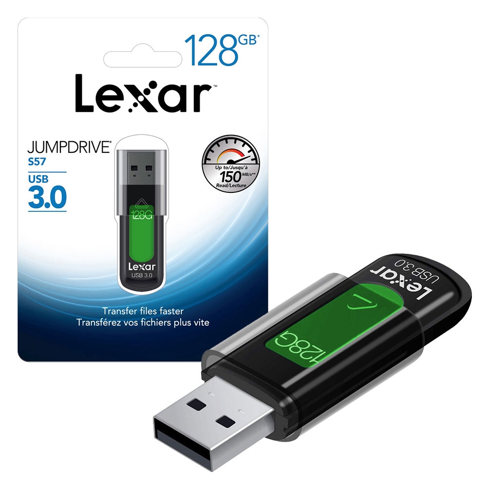 Lexar Professional JumpDrive S57 USB 3.0 Flash Drive Memory Stick - 128GB