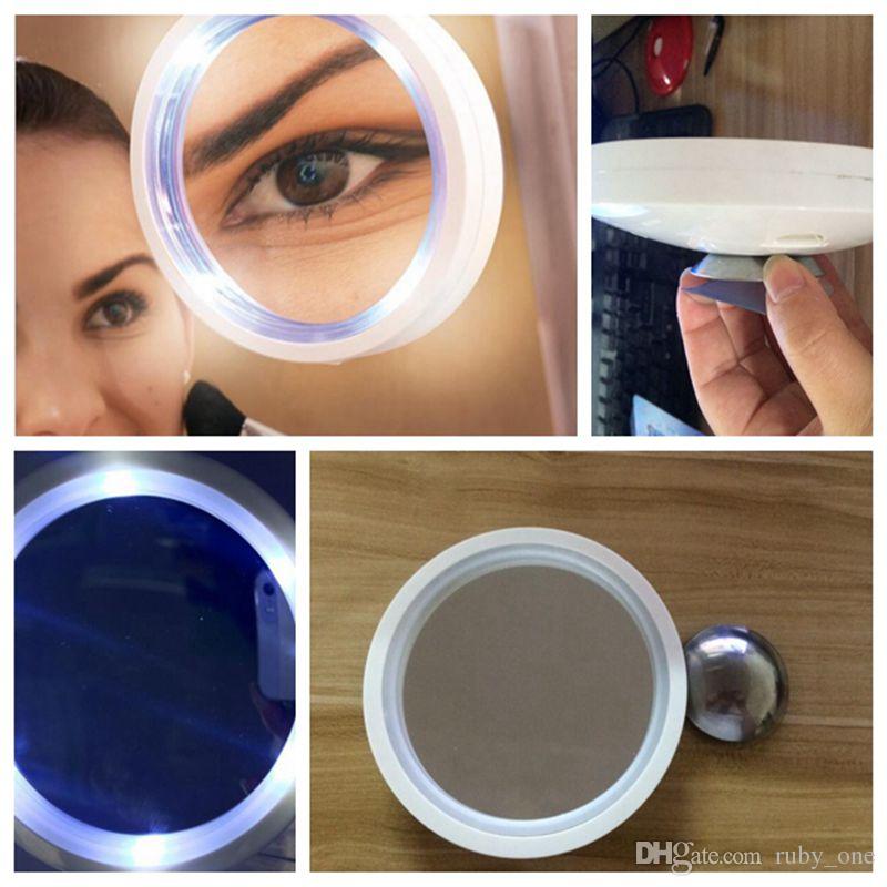 Portable Magnifying Makeup Mirror Cosmetic LED Locking Suction Cup Bright Cosmetic Makeup 8x Magnifying Mirror KKA4866
