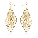 (1 Pair)European (Hollow Fringed Leaves) Golden Alloy Drop Earrings