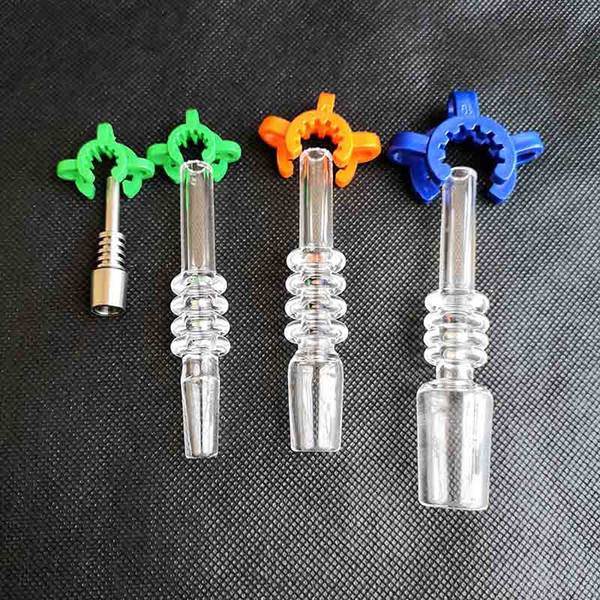 10mm 14mm 18mm Quartz Tip With Keck Clips For Mini Nectar Collector Kits Quartz Titanium Tips Nail Glass Water Bongs Pipes Dab Oil Rigs