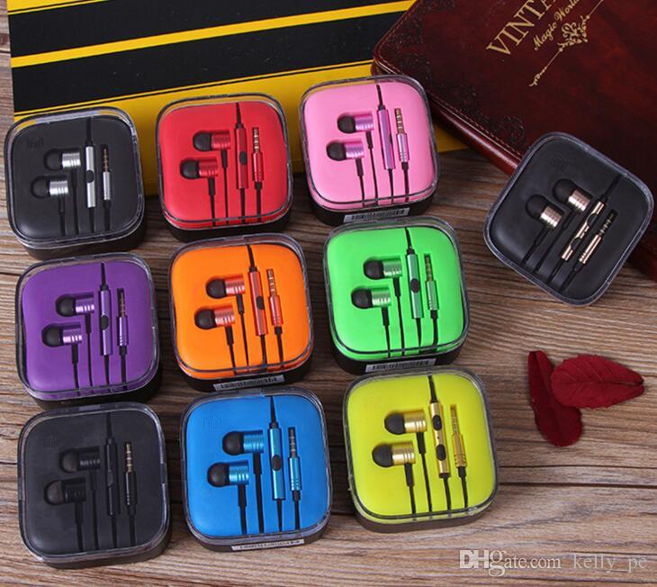 Colorful Xiaomi Metal Earphone Piston Headphone 3.5mm In-Ear Headset with Mic Remote For iphone 6 6s Samsung 50pcs