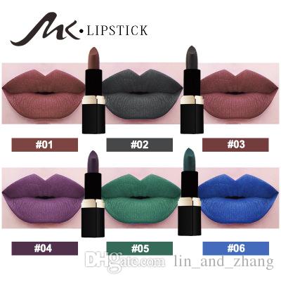 MK Brand Waterproof Matte Velvet Lipstick Cosmetic Long Lasting Lip Tint Pigment Makeup Lipstick Lip Balm Lips 6 colors
