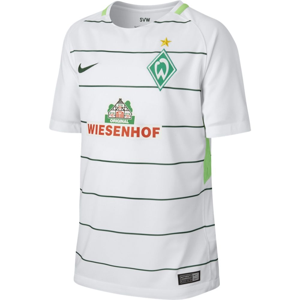 Nike Werder Bremen Kinder Auswärtstrikot Away 2017/2018 weiß grün