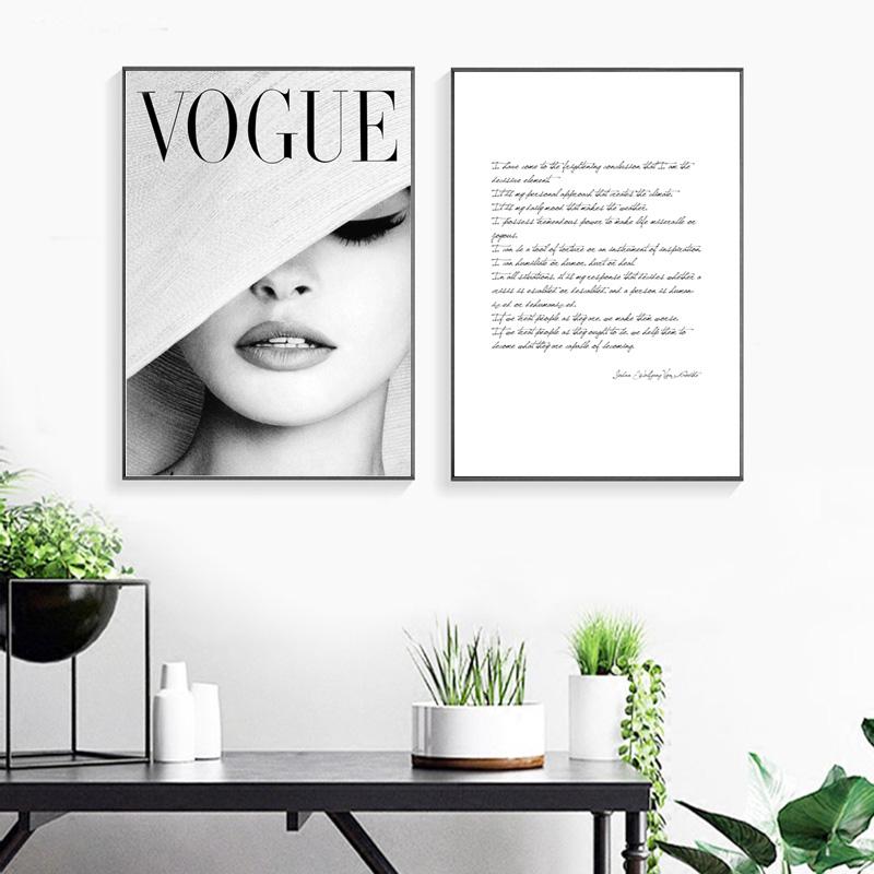 Nordic Abstract Girl VOGUE Black And White Two Pieces Posters And Prints Wall Art Canvas Painting Wall Pictures Art Unframed