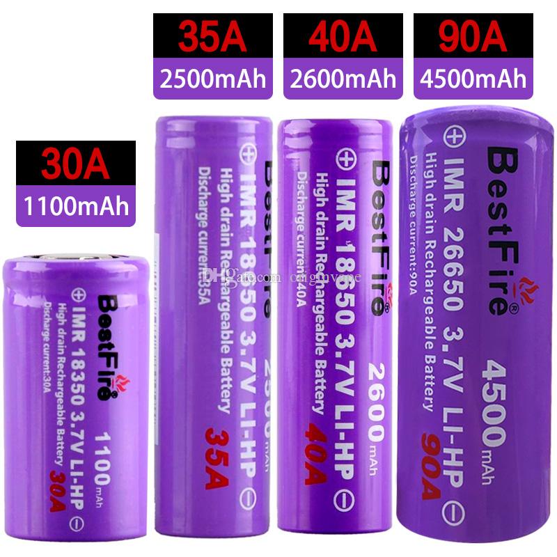 Original Bestfire 26650 18650 18350 Best Fire Discharge 3.7v Li-ion Battery Hight Drain Rechargeable Battery 4500/3000/2600/2500/1100mAh