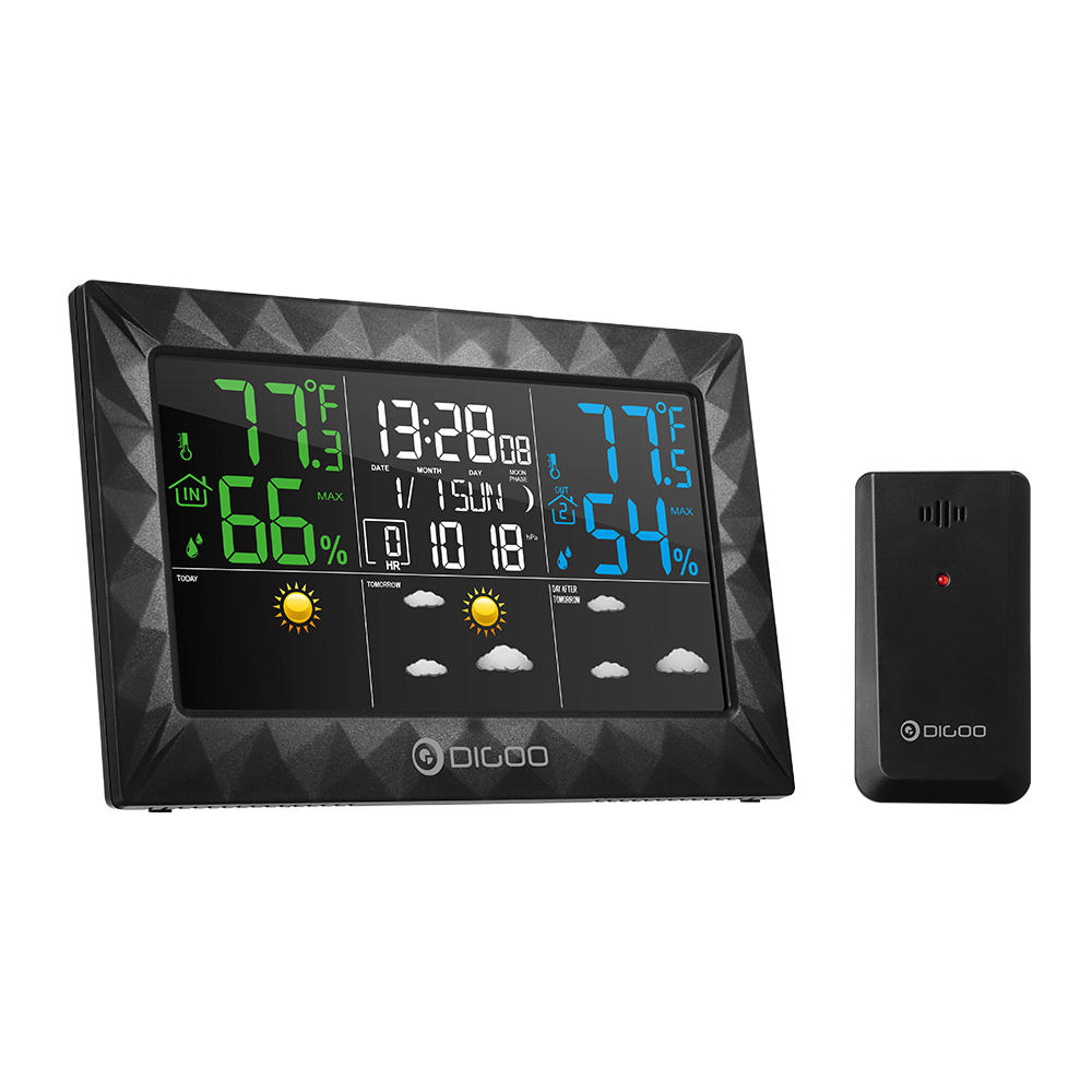 DIGOO DG-8270A Ultra Thin Color Screen Weather Forecast Station Temperature Humidity Sensor Snooze Alarm Clock