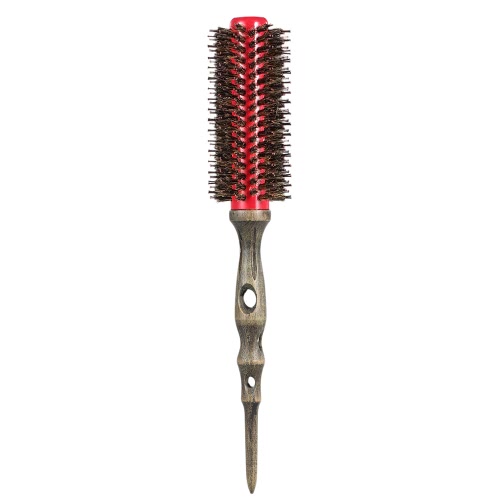 14mm rodillo cepillo natural cerda rodillo peine con antideslizante madera mango aluminio ronda peine para el cabello