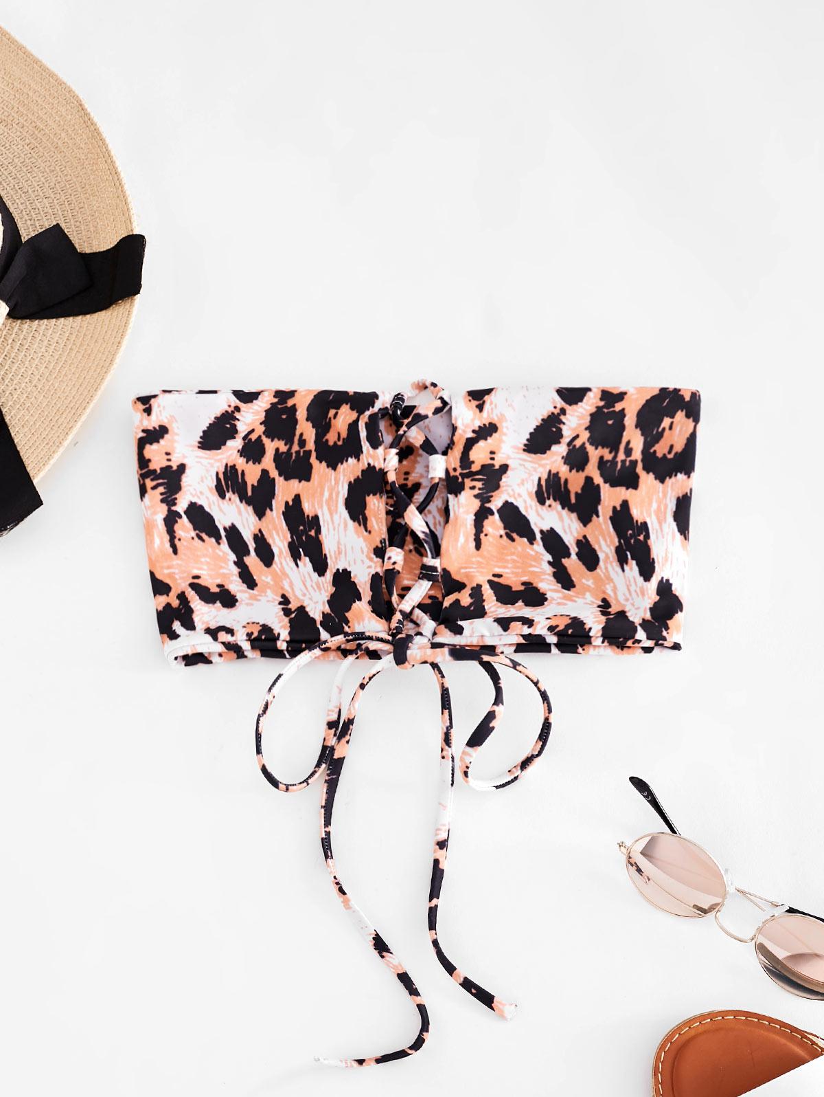 ZAFUL Tierdruck Bandeau Bikini-Top mit Schnürung S Mandarine