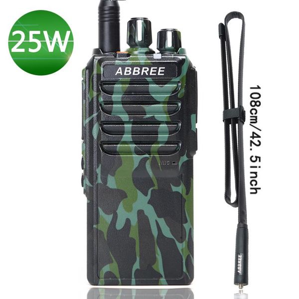 Walkie Talkie Abbree AR-25W 25W High Power UHF 400-480MHz 10Km Range Radio 4000mAh Battery + Foldable CS Tactical Antenna