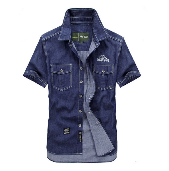 wholesale-outdoor brand plus size fertilizer summer men 100% cotton traveldenim hiking dress shirt casual cowboy thin short sleeve shirts