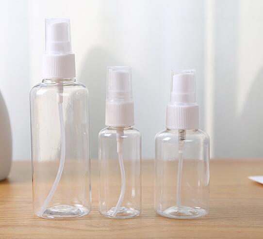 100ml Clear Spray Bottles Empty Refillable Container Plastic Transparent Hand Sanitizer Bottle Travel Atomizer Perfume Bottle GGA3442