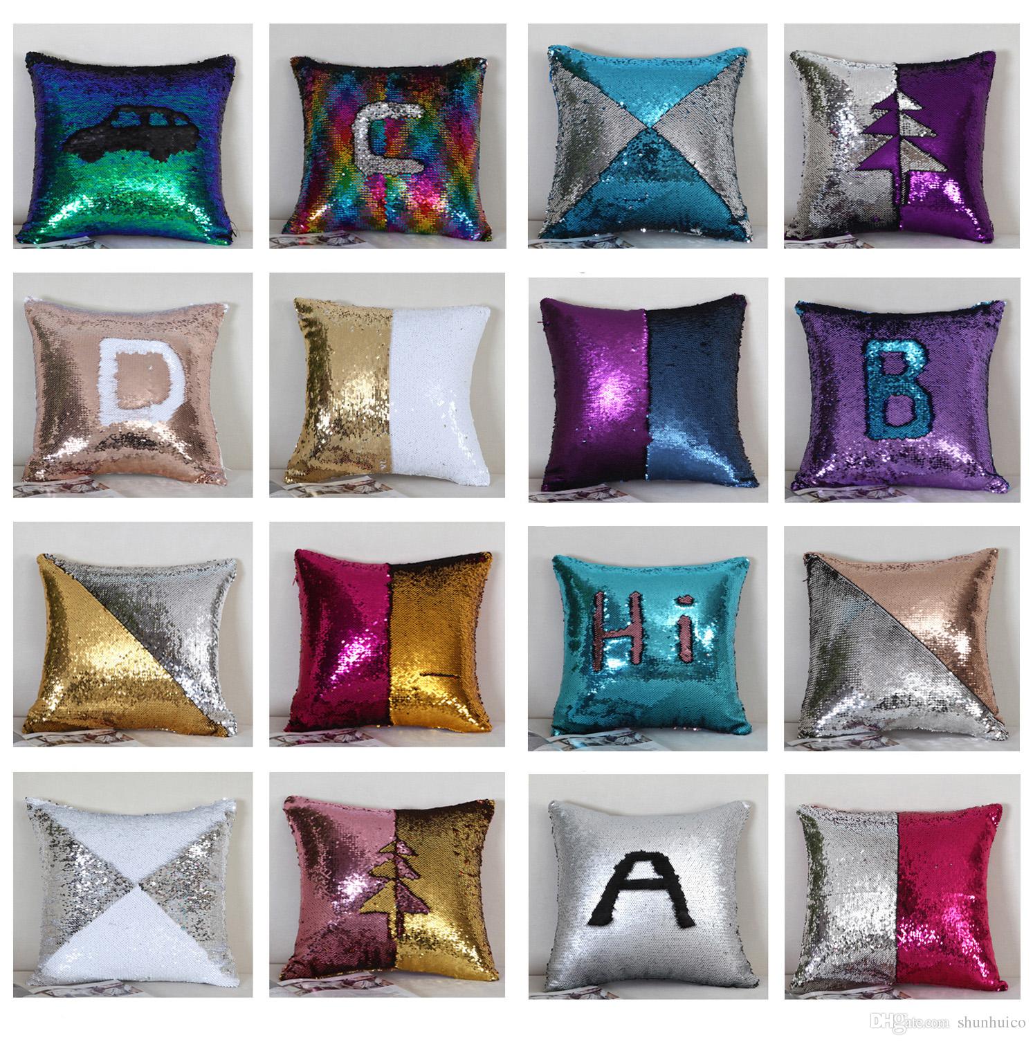 Sequins Pillowcase reversible cushion cover decorative throw pillow case sofa seat car pillow cover fashion styles 45x45cm