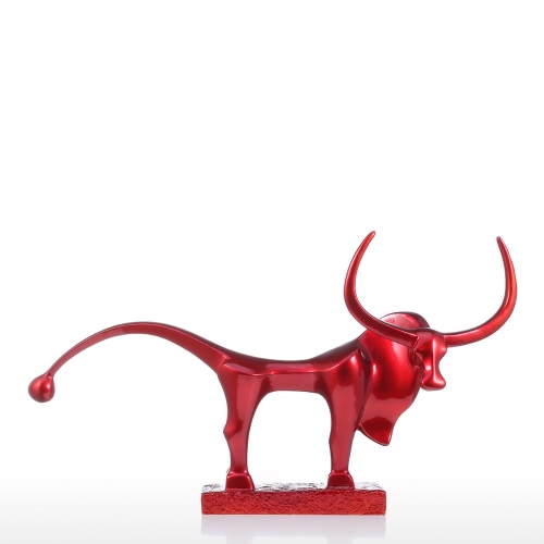 Tooarts Long Tail Cattle Resin Sculpture Fiberglass Ornament Indoor Decor Statue Figurine Abstract Exaggerate Modern Art