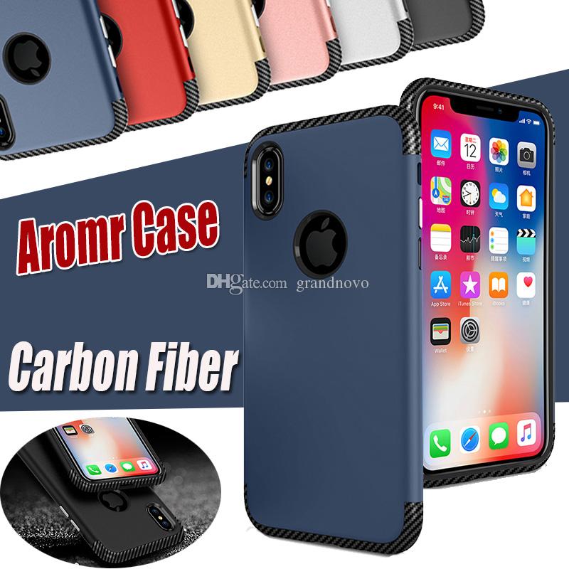 2 in 1 Carbon Fiber Cover Hybrid Armor Ultra Slim Antishock TPU+PC Protective Hard Back Case For iPhone X 8 7 Plus 6 6S Samsung S8 Note 8
