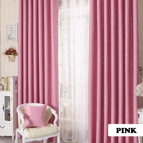 Anself 2PCS 100*250cm Modern Punching Grommet Blackout Curtain Linings Panel Bright Colored Stars Curtains with White   Voile Soft Window Drape Classy Decoration Draperies for Living Room Bedroom Size 39