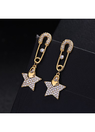 Star Shape Rhinestone Embellished Metal Earring Set