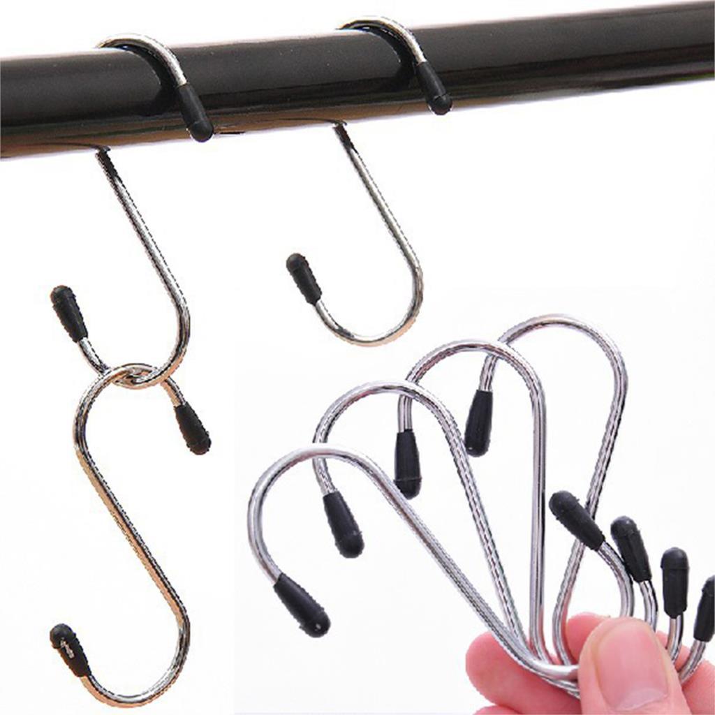 New Arrival 4pcs/lot S Shaped Hooks Stainless Steel Hanger Clasp Rack For Clothes Pot Pan Kitchen Hooks Clasp Holder