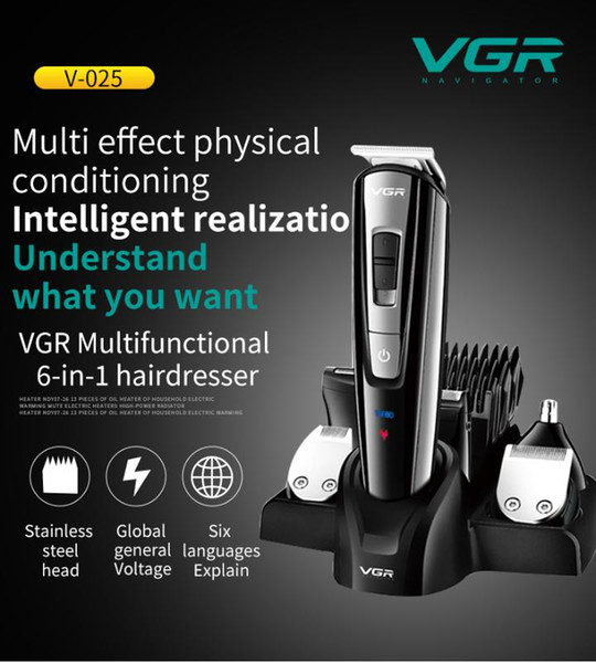 VGR 5-in-1 hair clipper Nose hair cleaner Shaver Cleanser Shaving electric trimmer wireless rechargeable haircut