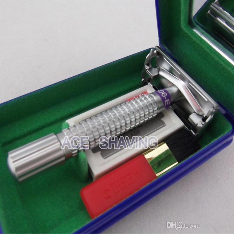 Matt Silver Weishi Double Edge Butterfly Safety Shaving Razor 5pcs Stainless Blades