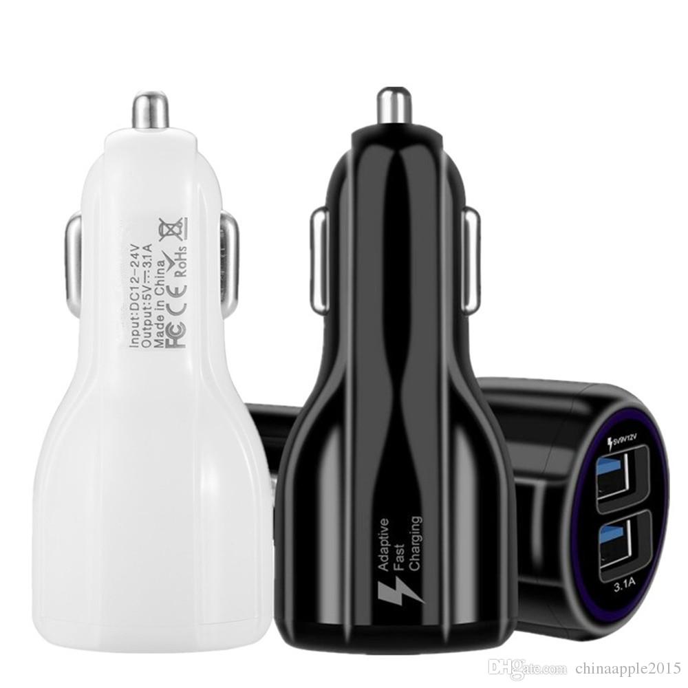 Quick Charger Car Charger 5V 9V 12V 3.1A Dual usb ports Fast Charging Adaptive Car charger adapter for samsung s6 s7 s8 note 2 4 gps mp3 pc