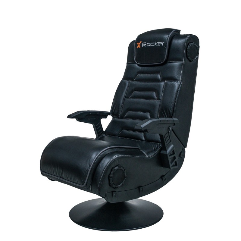 X Rocker Pro 4.1 High Back Faux Leather Gaming Chair with Bluetooth Speakers -  Black Upholstery and Frame