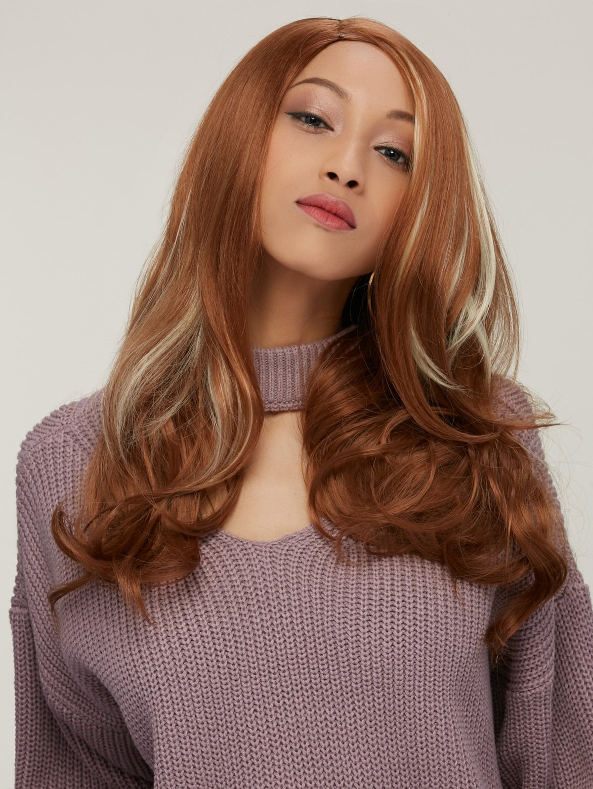 Synthetic Long Wavy Side Parting Colormix Wig