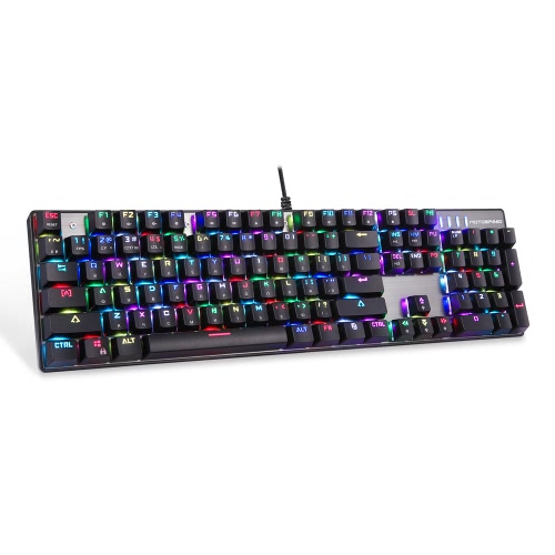 MOTOSPEED CK104 Mechanical Gaming Keyboard Blue Switches Wired USB Colorful LED Backlit with 104 Keys for Russian