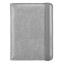 couverture de porte-passeport, portefeuille de passeport de voyage - blocage RFID de sécurité - gris