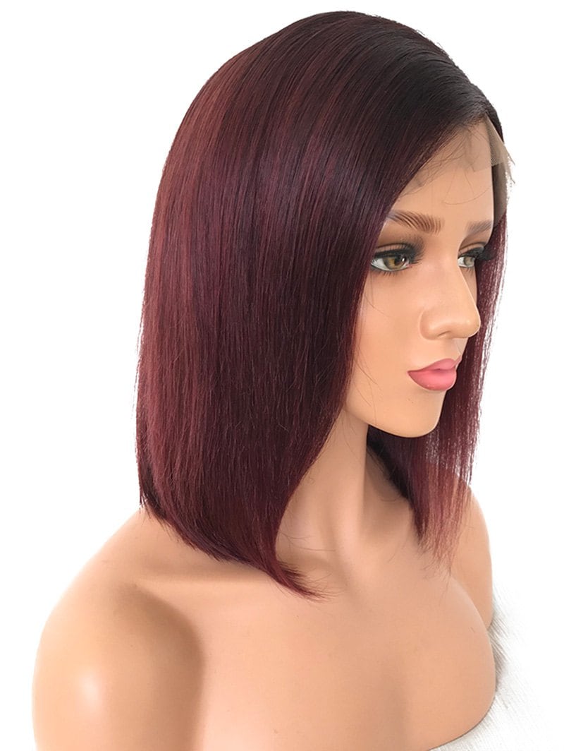 Short Side Parting Colormix Straight Bob Lace Front Human Hair Wig