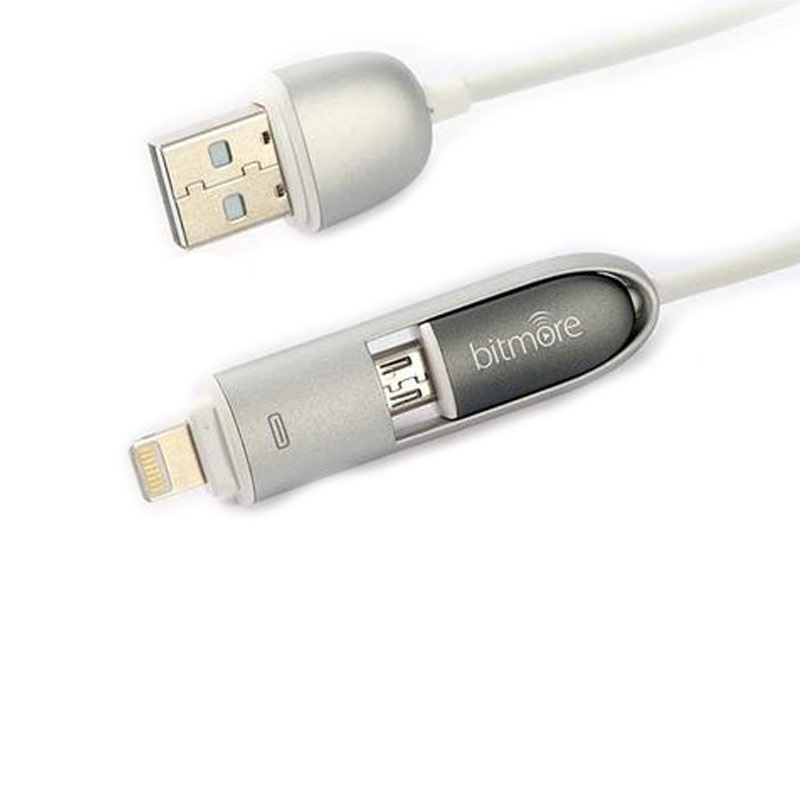 Bitmore USB zu Lightning / Micro USB Daten- & Ladekabel - 1M - Weiß